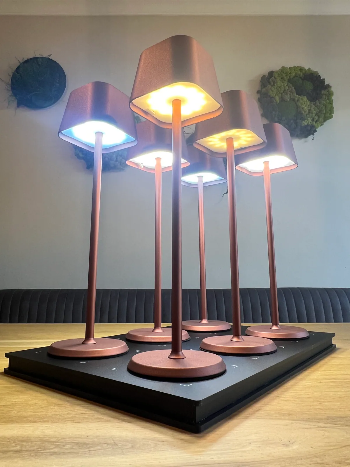 Caro Ruby Horeca Tafellamp 6 lampen + laadstation sfeerbeeld 3