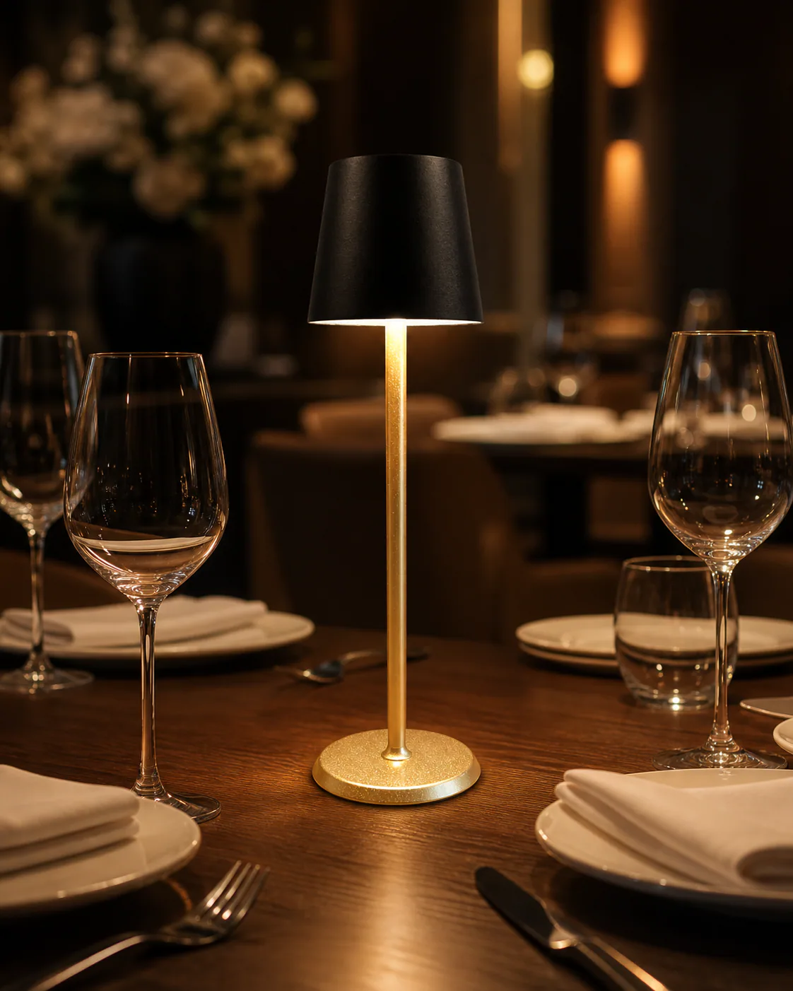 Norda Black & Gold Horeca Tafellamp 8 lampen + laadstation sfeerbeeld 5