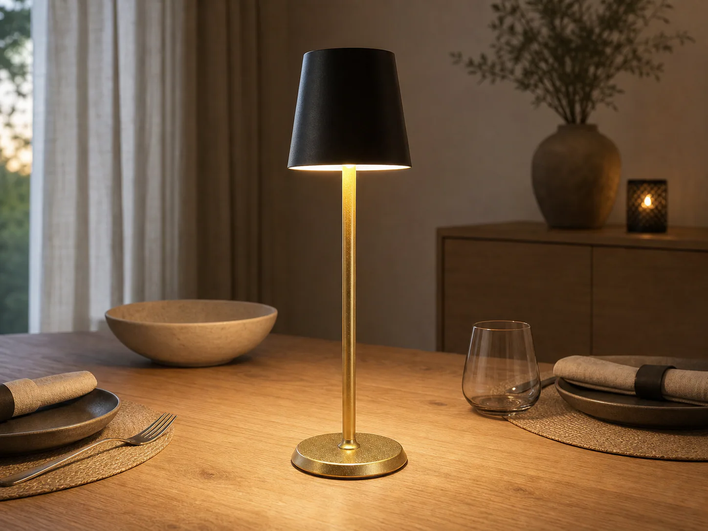 Norda Black & Gold Horeca Tafellamp 8 lampen + laadstation sfeerbeeld 11
