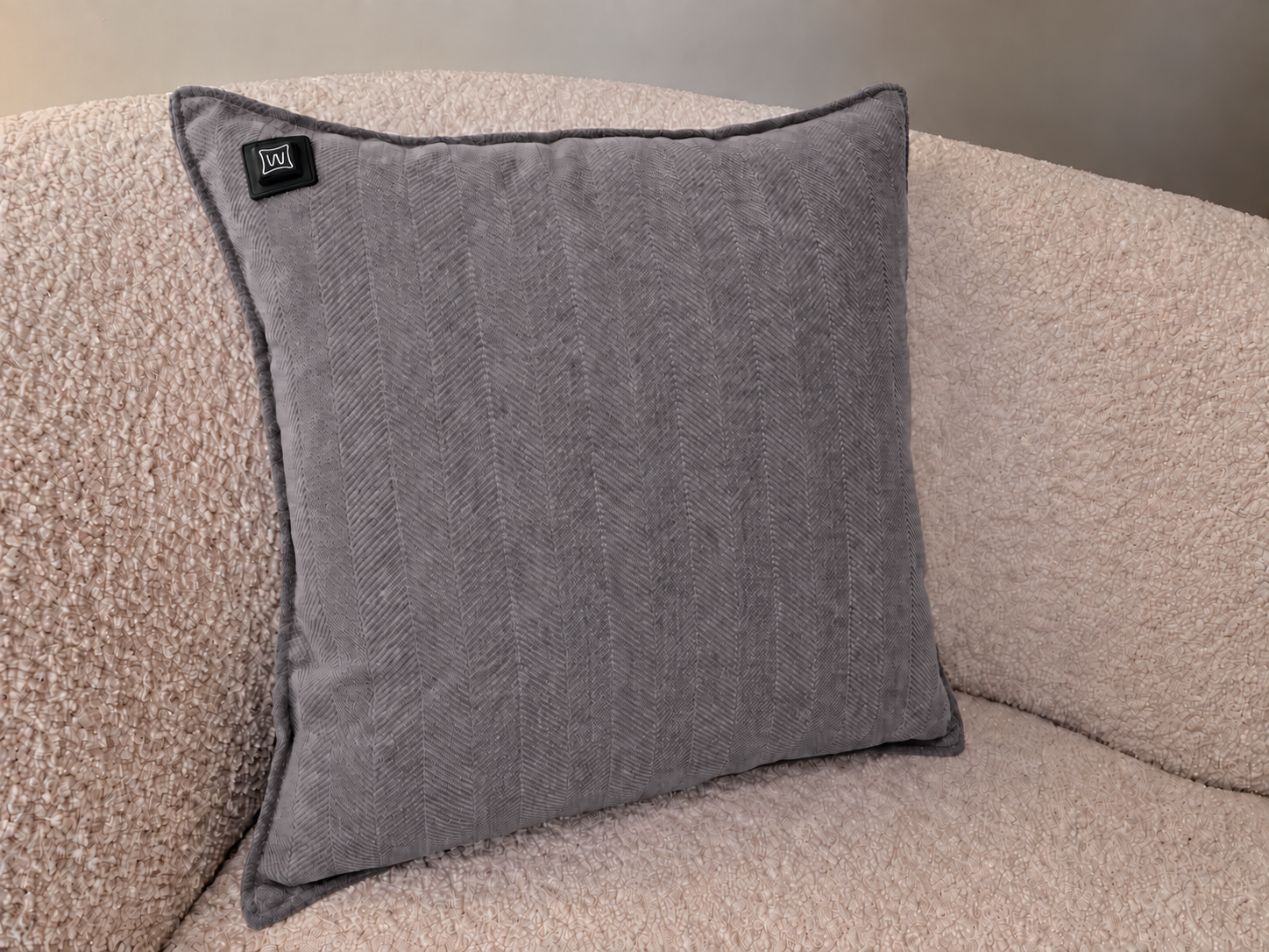 Coussin chauffant infrarouge Warmpi chenille Gris 45x45cm – Afficher la photo produit 3