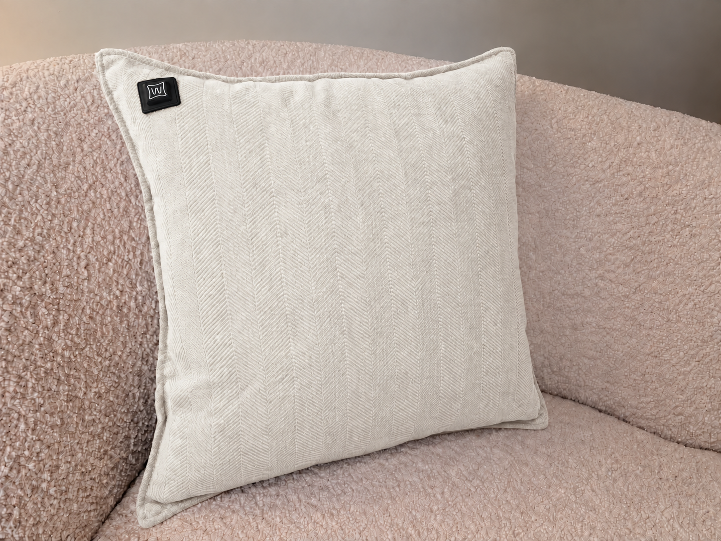Coussin chauffant infrarouge Warmpi chenille Blanc 45x45cm – Afficher la photo produit 3