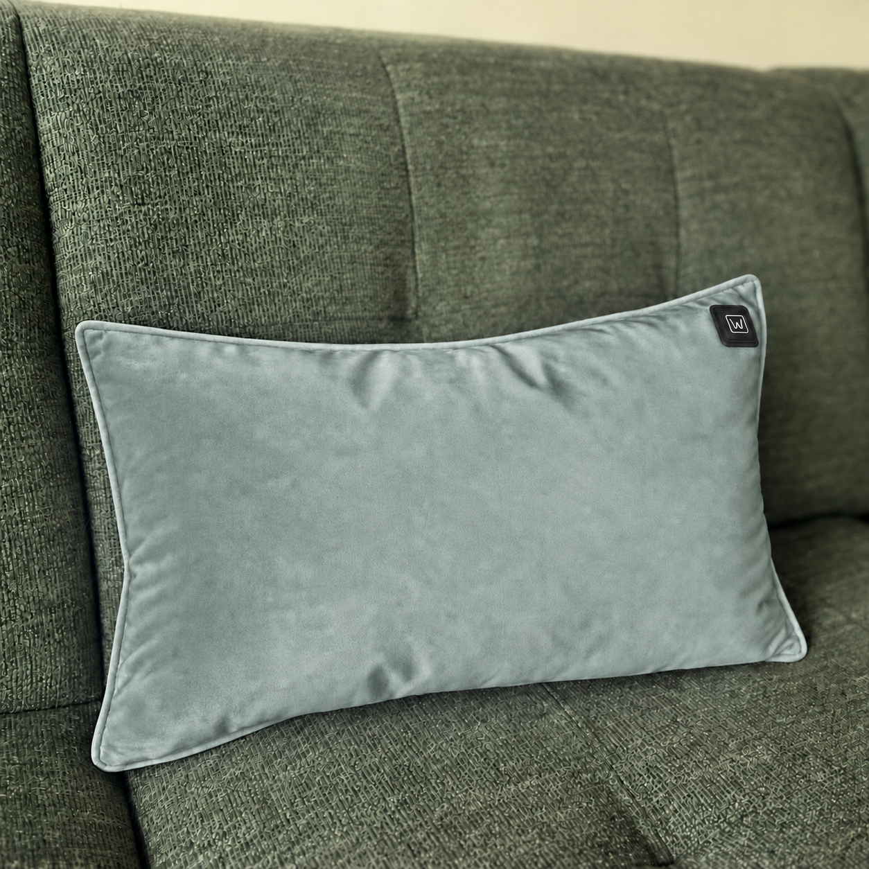 Silver Green Warmpi velvet 50x30cm infrared heating pillow with soft velvet fabric – Show product photo 5
